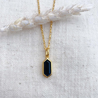 Bijoux personnalisés Bijoux personnalisés en pierres précieuses Pendentif géométrique hexagone turquoise prisme Pendentif en argent sterling 925 plaqué or Oeil de tigre pour femmes