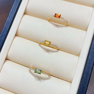 Xinfly Factory Wholesale Luxury 18K Gold Emerald Cut Colored Sapphire <b>Ring</b> <b>Fine</b> <b>Rings</b> - Product Image 2