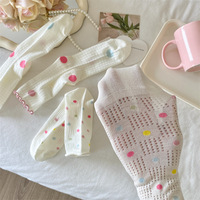 Chaussettes mi-mollet pour femmes, légères, respirantes, à pois et à rayures, pour l'été