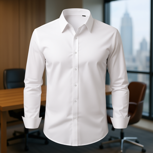 Camisa de Vestir para Hombre, Corte Entallado, Manga Larga, Blanca, Tela Suave y Elástica, Informal de Negocios, Formal, para Trabajo, Boda, Cena - Product Image 2