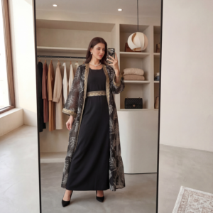 ชุดอาบายะแบบเปิดด้านหน้าสองชิ้นสำหรับผู้หญิง พร้อมงานปักเลื่อมจากผู้ผลิต - Product Image 1