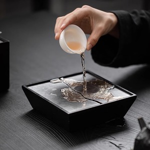 Jian Shui <b>Tea</b> Washer Square Ash Wood Vintage Wabi Sabi Style <b>Tea</b> Dregs Container Kung Fu <b>Tea</b> <b>Set</b> Accessory - Product Image 5