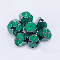 Jeu de 7 dés polyédriques personnalisés en émail vert solide Jeu du MDN Dés en métal pour donjons et dragons