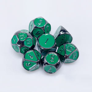 Jeu de 7 dés polyédriques personnalisés en émail vert solide Jeu du MDN Dés en métal pour donjons et dragons - Product Image 2
