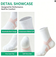 Chaussettes de sport montantes pour femmes en Spandex/Polyester, décontractées, résistantes à l'usure, antibactériennes, absorbant la transpiration, tricotées, pour l'été