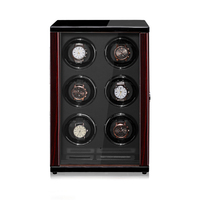 Boîte de remontoir de montre Eduin personnalisée de qualité supérieure avec fenêtre transparente et boîtier en bois avec secoueur de moteur pour ranger les montres LCD