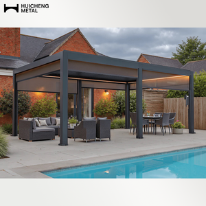 Pergola Bioclimatique Moderne en Aluminium Bronze Étanche avec Commande Manuelle par <span class=keywords><strong>Manivelle</strong></span> <span class=keywords><strong>pour</strong></span> Terrasse au Bord de la Piscine, Auvent et Abri de Piscine - Product Image 3