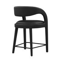 Tabouret de bar moderne en similicuir avec structure en bois, chaise de comptoir sans accoudoirs pour la maison, la salle à manger et le restaurant