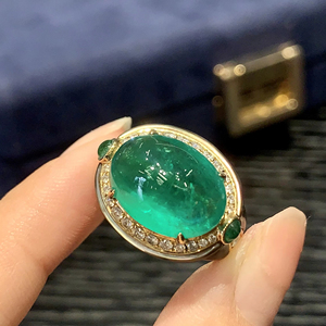 Tùy Chỉnh Phụ Nữ Của Đồ Trang Sức Nhẫn 18K Ban Nhạc Chính Đá Ngọc Lục Bảo Sub Đá Phòng Thí Nghiệm Cấy Kim Cương Hàng Phụ Nữ Của Đám Cưới Ban Nhạc Đảng - Product Image 3