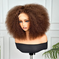 Perruque sans colle 5x5 en dentelle, bouclée et volumineuse, densité 250%, avec ligne de cheveux pré-épilée, couleur marron SDD, en cheveux humains brésiliens, vente en gros
