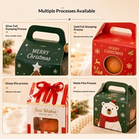 Boîte cadeau de Noël en papier avec fenêtre et poignée portable, boîte d'emballage pour bonbons aux pommes de Noël, boîte cadeau de Noël personnalisée imprimée