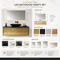 Ensemble de meubles de salle de bain de luxe moderne en acier inoxydable avec miroir LED pour salle de bain d'hôtel