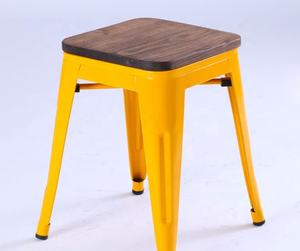 <span class=keywords><strong>Tabouret</strong></span> bas en métal de style Tolixs avec siège en bois Chaise en métal utilisée pour la chaise de maternelle - Product Image 3