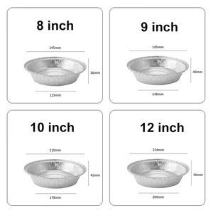8 9 10 12 pouces jetable rond en aluminium feuille à emporter conteneur Fast Food emballage boîte déjeuner plats plateau <span class=keywords><strong>vaisselle</strong></span> avec couvercle - Product Image 4