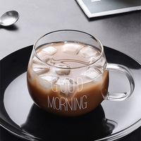 Tasse de petit déjeuner en verre résistant aux hautes températures de 350ml avec poignée tasse d'eau en verre pour micro-ondes