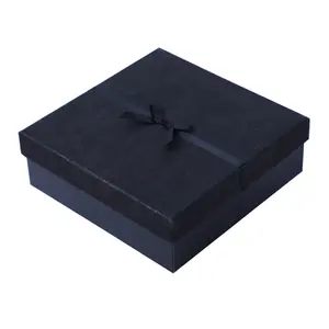 High Quality Black Cardboard Jewelry Box With Ribbon Mini Suede High End Custom Jewelry Box