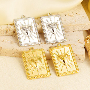 <span class=keywords><strong>Verve</strong></span> moda infantil 304 Acero inoxidable francés amor etiqueta corazón colgante DIY collar accesorios joyería - Product Image 6