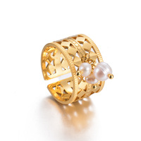 Heißer Stil 2024: Verstellbare Ringe für Damen mit Süßwasserperle und 18k Vergoldung aus Edelstahl
