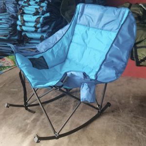 เก้าอี้โยกผ้าฝ้ายพับได้สองชั้นแบบพกพามีที่พิงหลังกระเป๋าข้างสำหรับตั้งแคมป์พักผ่อนกลางแจ้ง - Product Image 4
