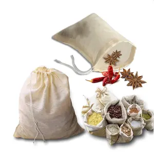 Custom 100% Cotton Mesh Drawstring Cooking Filter Soup Bags