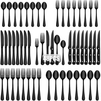 Service de Couverts de Luxe Vintage en Acier Inoxydable 410 Poli Miroir, 48 Pièces pour 8 Personnes, Idéal pour Fêtes, Steak et Desserts