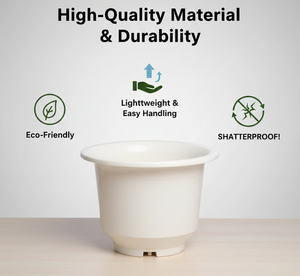 Pot de fleurs en plastique PP blanc avec bord large, fourni par le fabricant, pot de fleurs écologique et durable pour la culture de plantes d'intérieur et d'extérieur - Product Image 2