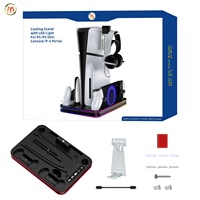Base de refroidissement pour console JYS-P5201 avec éclairage RGB pour PS5 Slim, station de charge double et support de rangement