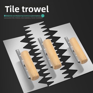 Couteau à plâtre avec dents, outil de maçonnerie pour le plâtrage des murs, manche en bois, lame en acier au manganèse, design rectangulaire - Product Image 2