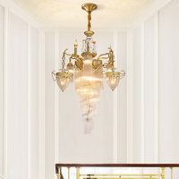 Lustre suspendu en laiton surdimensionné de style baroque pour salle de banquet d'hôtel, lustres de plafond haut, luminaire suspendu en cristal européen pour escalier
