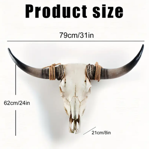 Toro de Resina de 31 Pulgadas para Decoración de Pared SKE26, Duradero, Realista, Pintado a Mano, Arte Animal Coleccionable, para Interiores/Exteriores, Estilo Rústico, Halloween - Product Image 2