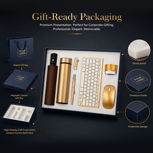 Set Regalo Aziendale di Lusso 7 in 1 per Uomo, Vendita all'Ingrosso, con Logo, Tastiera e Mouse Wireless - Product Image 6