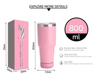 Tumbler perjalanan 800ml besar dengan Speaker Bluetooth isi ulang cangkir musik logam menampilkan konektivitas nirkabel di bawah