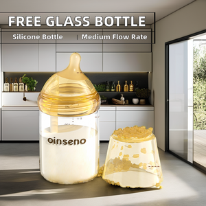 Échantillon Gratuit de Petit Biberon en Verre Borosilicaté Élevé avec Fonction Anti-Colique et Sans BPA, Produits pour Nouveau-Né Incluant un Bouchon en PP - Product Image 3