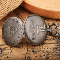 Janpan Cosplay Gris Métal Horloge Collier Chaîne Quartz Anime Montre de Poche avec Death Note Crâne Design