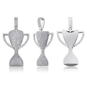Joyería Hiphop para hombre, collar con colgante de trofeo helado de piedra CZ 3A con logotipo personalizado, opciones de cuerda y cadena - Product Image 4