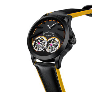 Montre automatique sportive pour hommes, 42mm, cadran squelette, bracelet en cuir étanche 3ATM - Product Image 5