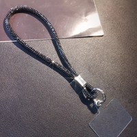 Hobbyworker Bling Rainbow Crystal Wrist Lanyard, Tali Pendek Bertabur Rhinestone, Gantungan Kunci Berlian untuk Aksesori Dompet Tas.