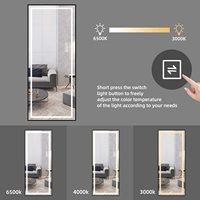 Grand miroir sur pied pour chambre à coucher, miroir mural intelligent à LED pleine longueur avec support