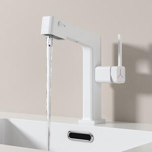 Grifo de Lavabo de Alta Gama, Estilo Blanco Lechoso, con Tres Modos de Funcionamiento, Totalmente de Cobre, Extraíble, para Agua Fría y Caliente - Product Image 3