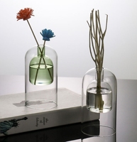 Bouteille décorative double couche pour diffuseur d'huiles essentielles en verre borosilicaté clair soufflé à la main pour la maison
