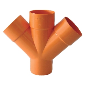 Raccordo per Tubi in Plastica a Doppia Derivazione 45 Orange Diam 125 per Sistema di Drenaggio - Product Image 1