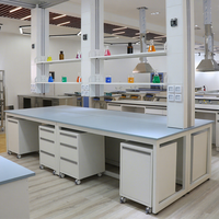 Banc de laboratoire moderne en acier pour écoles et hôpitaux avec plan de travail en céramique - Conception facile à nettoyer