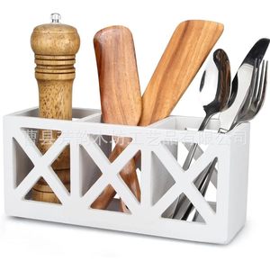 Boîte de rangement de cuisine en bois, organisateur multifonction pour couverts et épices, design minimaliste - Product Image 1