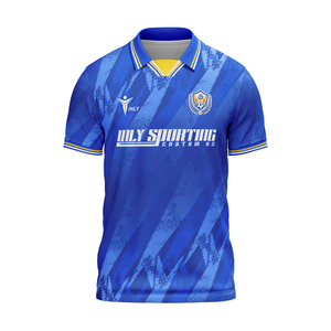 Chemises de football entièrement personnalisables School Club Team Retro Sublimation Collar Polyester Soccer Jersey - Product Image 2