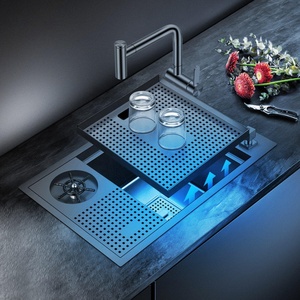 304 Stainless Steel Concealed <b>Kitchen</b> <b>Sink</b> Hidden Black Undermount Single Bowl with <b>Faucet</b> Square Shape and Two Holes - Product Image 4