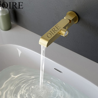 Robinet de lavabo mural monotrou à eau froide Kaiping Oire, finition laiton brossé doré, avec cartouche céramique, gain de place