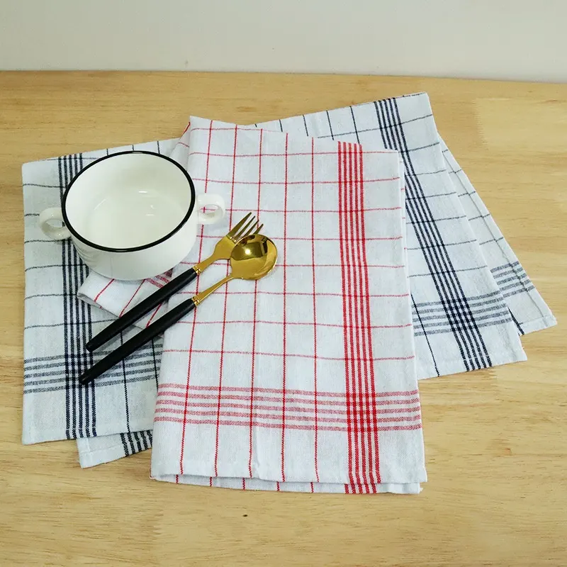 Yarn Dyed Kitchen Cotton Tea Towel Wholesale Custom Logo Cheap Cleaning Tea Towel