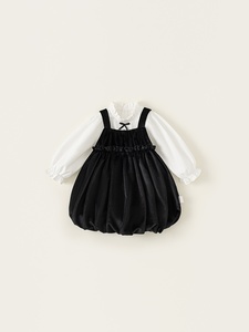 Traje de primavera y otoño para niñas, Vestido de manga larga, falda con lazo para niños, 2 piezas, ropa de moda para bebés y niños - Product Image 5