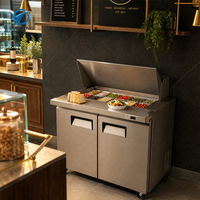 Réfrigérateur de préparation sous comptoir 48'' à deux portes, à refroidissement ventilé, pour bar à salades et préparation de sandwichs, idéal pour la rénovation de cuisine de snacks