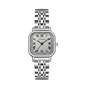 Reloj popular para mujer, reloj de cuarzo cuadrado único con correa de acero inoxidable - Product Image 4